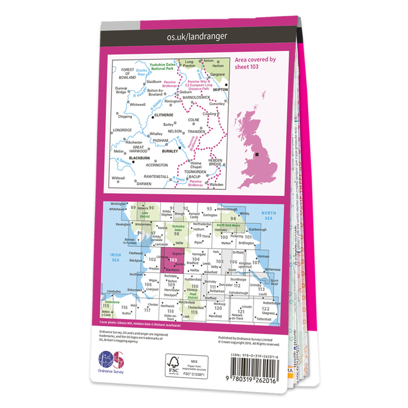 OS Landranger Map 103 - Blackburn and Burnley Clitheroe and Skipton-1